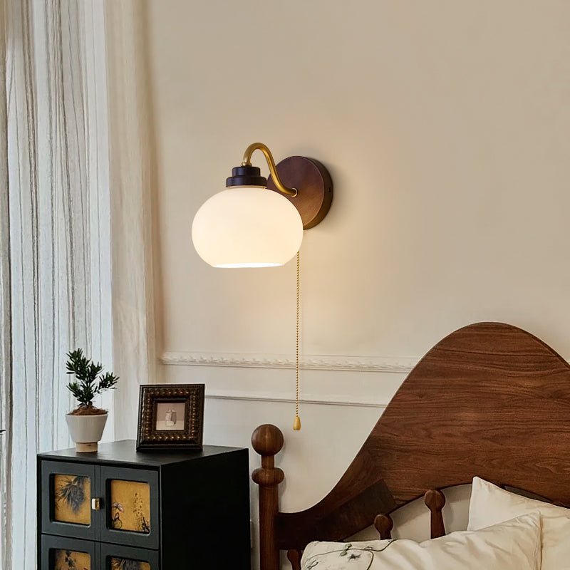 Syleella Premium Nordic Art Crest Glass Wood Wall Lamp
