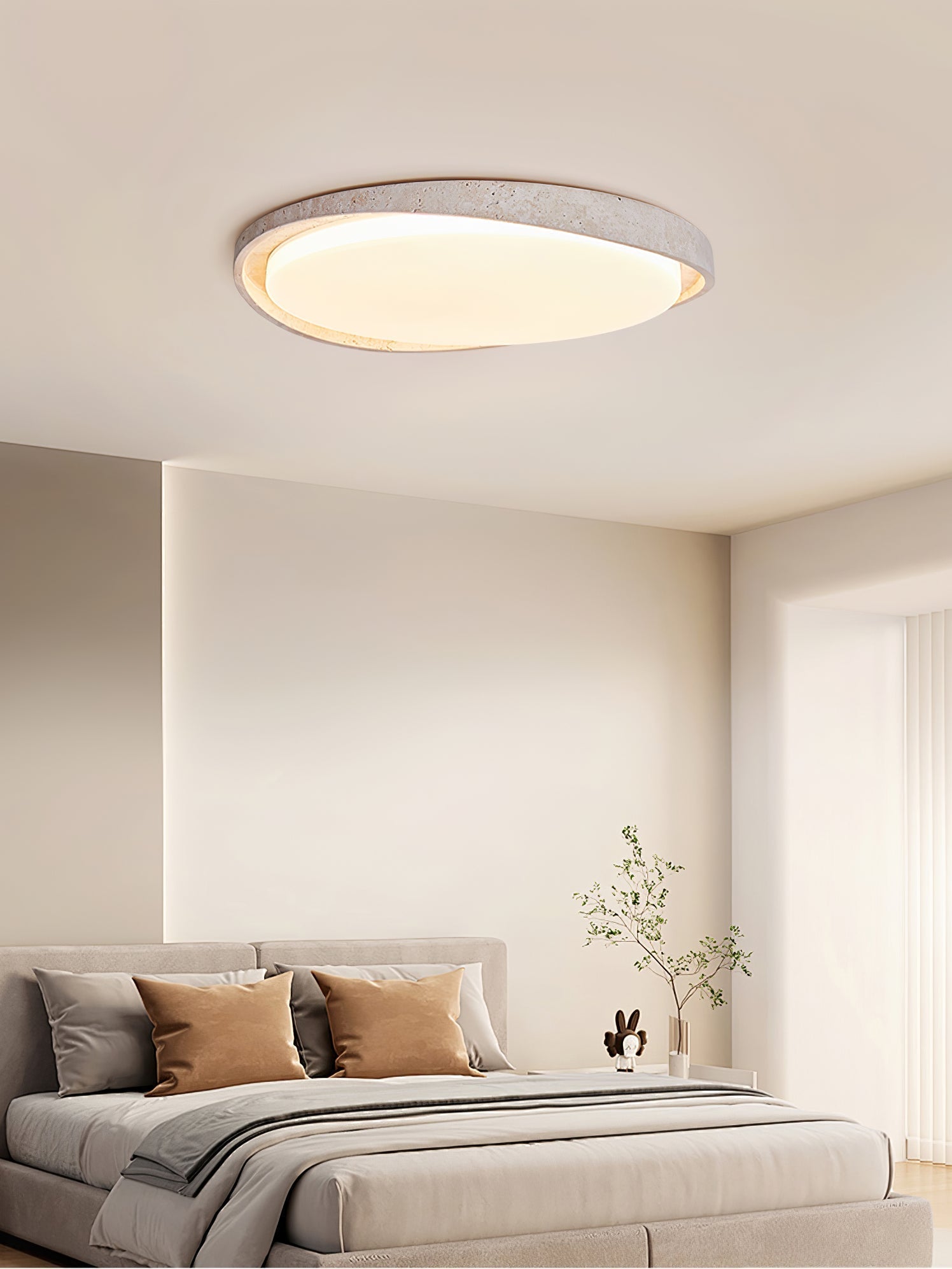 Cyvian Oval Frame Travertine Ceiling Light