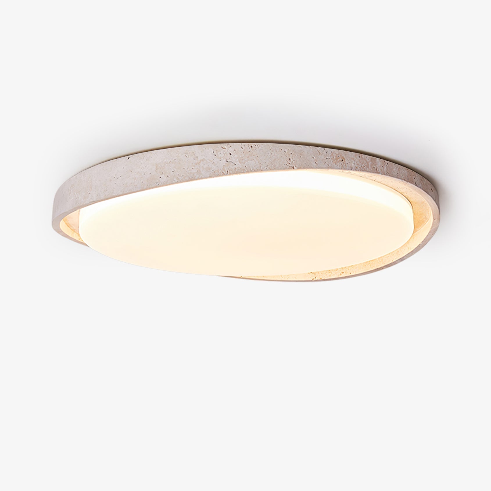 Cyvian Oval Frame Travertine Ceiling Light