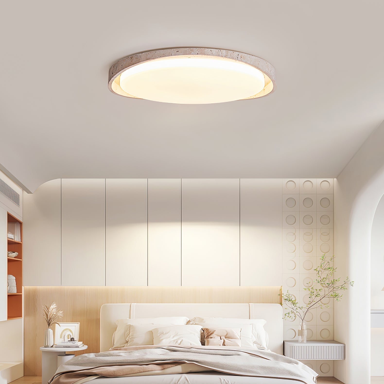 Cyvian Oval Frame Travertine Ceiling Light