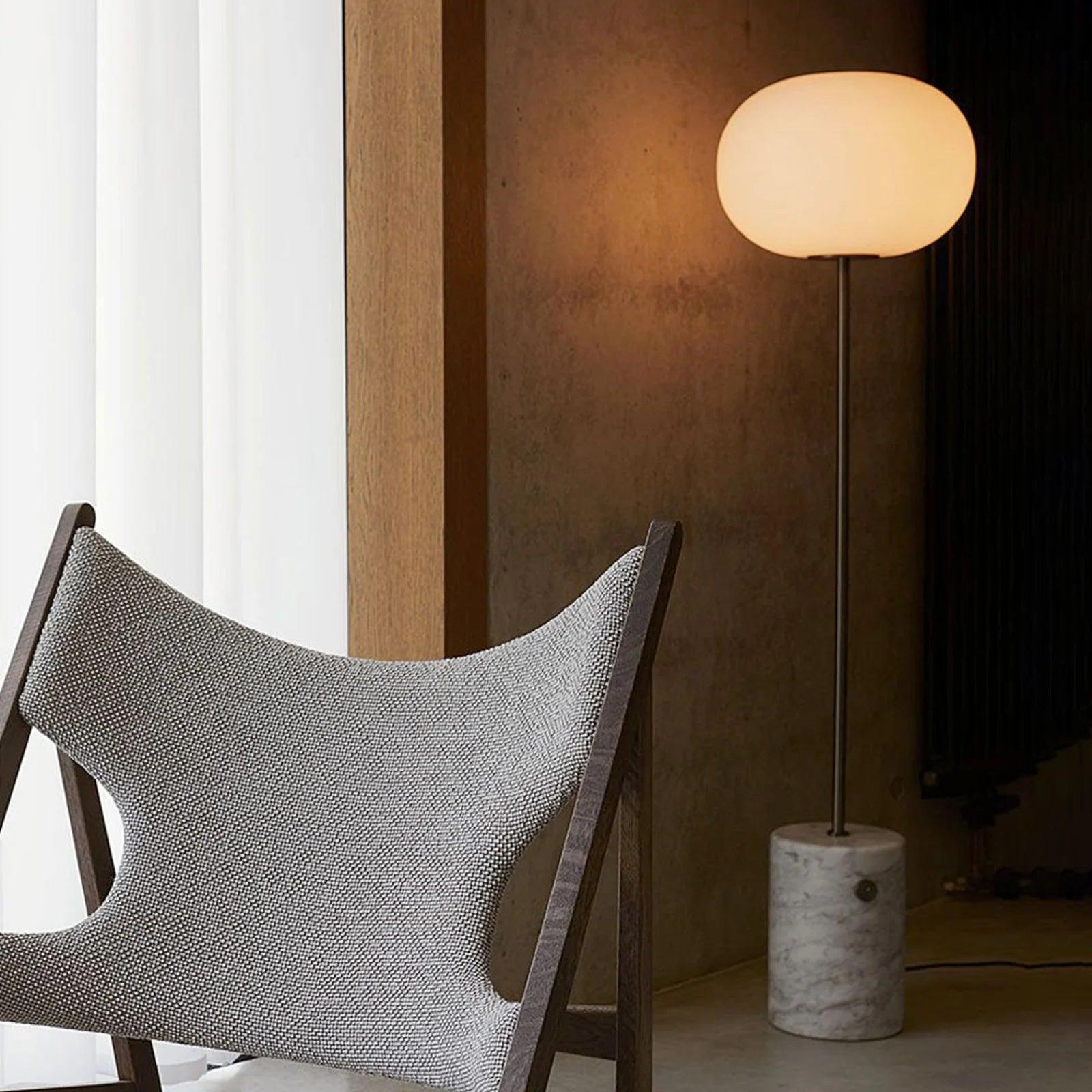 Iloryra Column-Base Travertine Floor Lamp