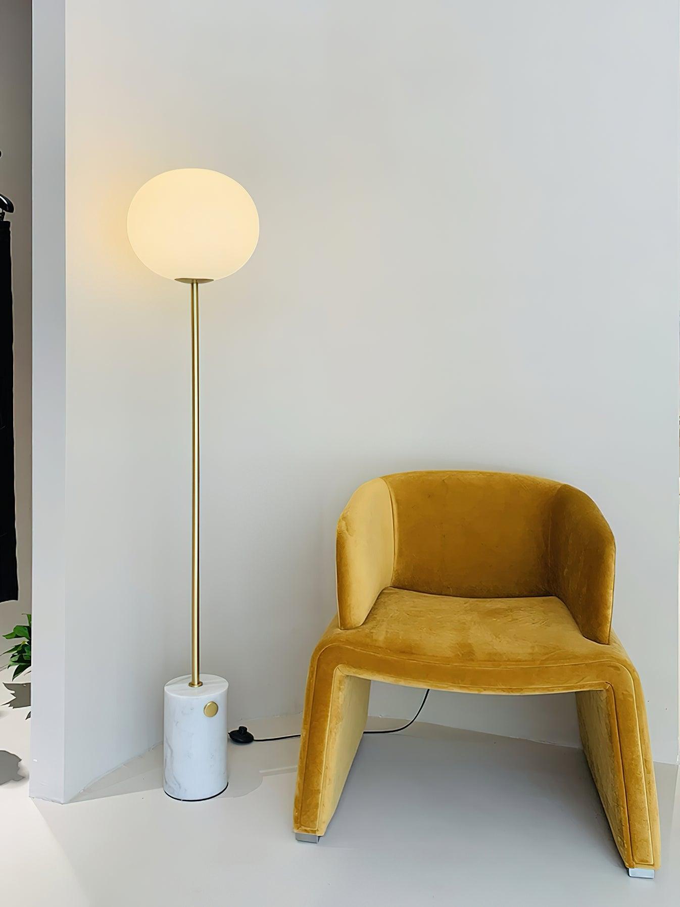 Iloryra Column-Base Travertine Floor Lamp