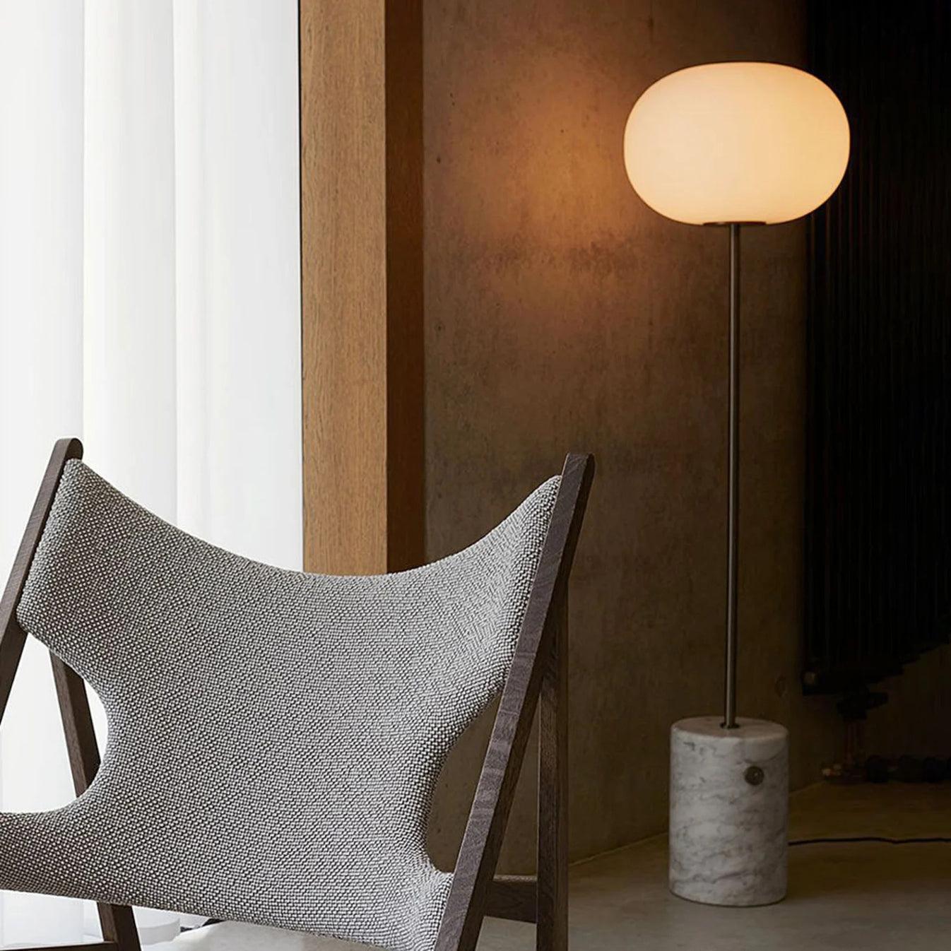 Iloryra Column-Base Travertine Floor Lamp