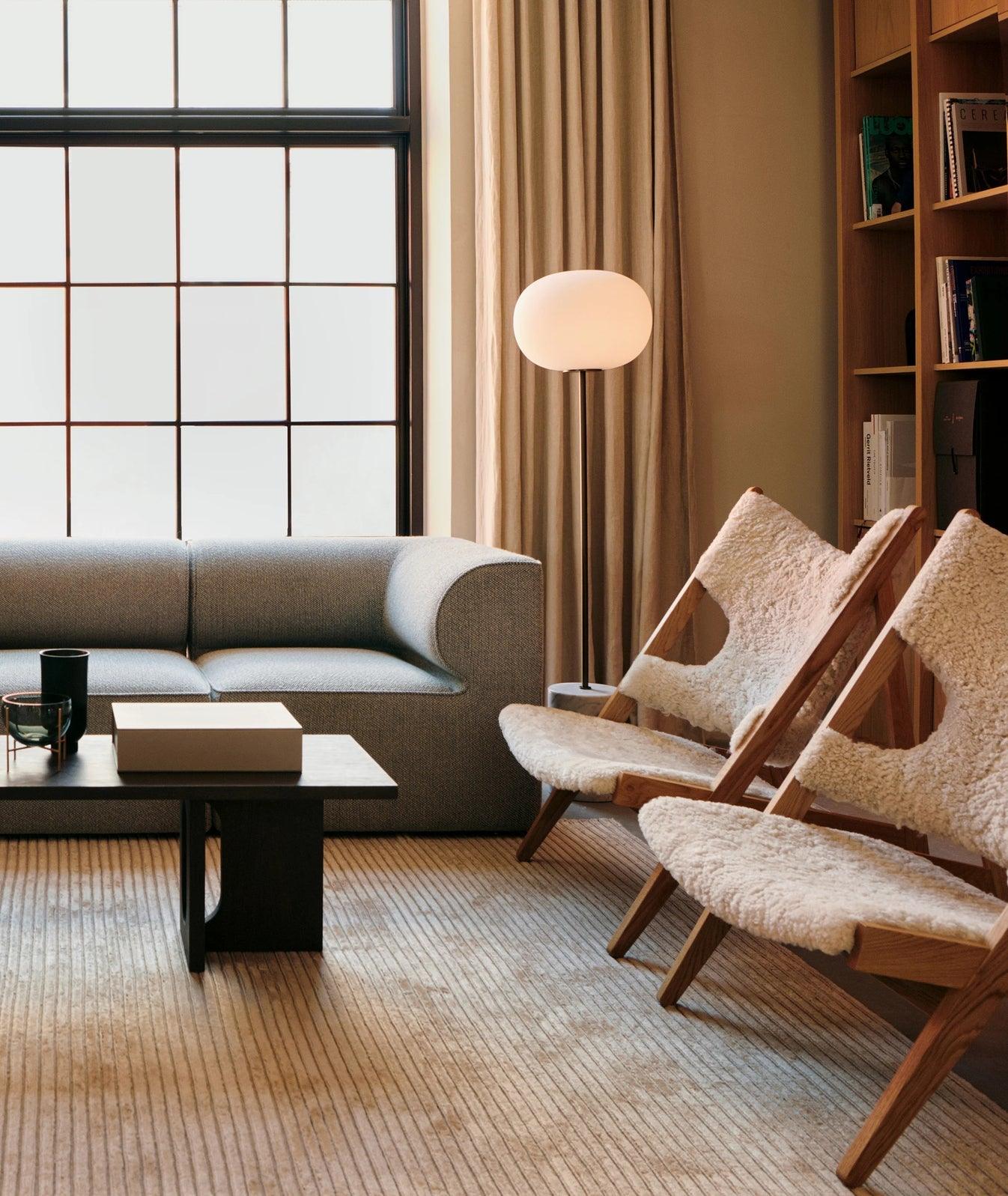 Iloryra Column-Base Travertine Floor Lamp