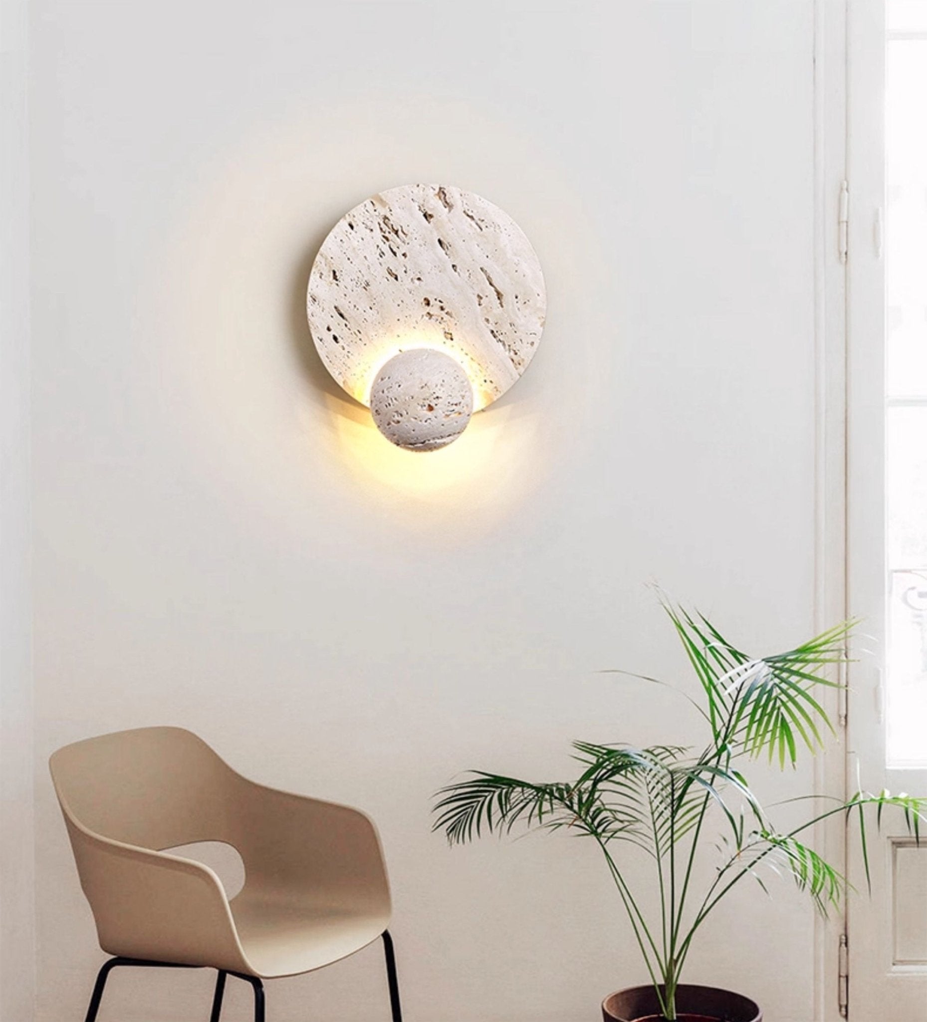 Norivaine Eclipse Travertine Wall Light