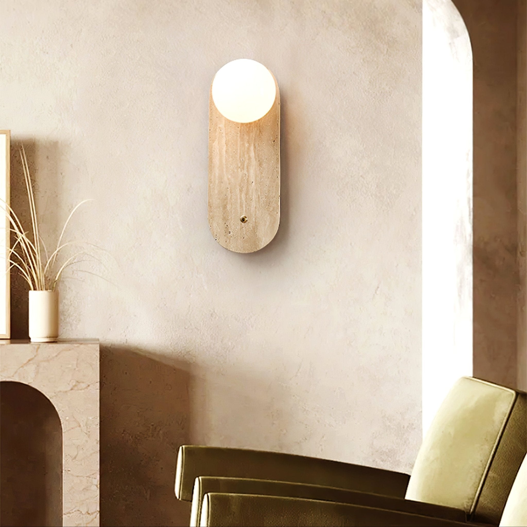 Syloryra Minimalist Travertine Wall Light - Neutral Decor
