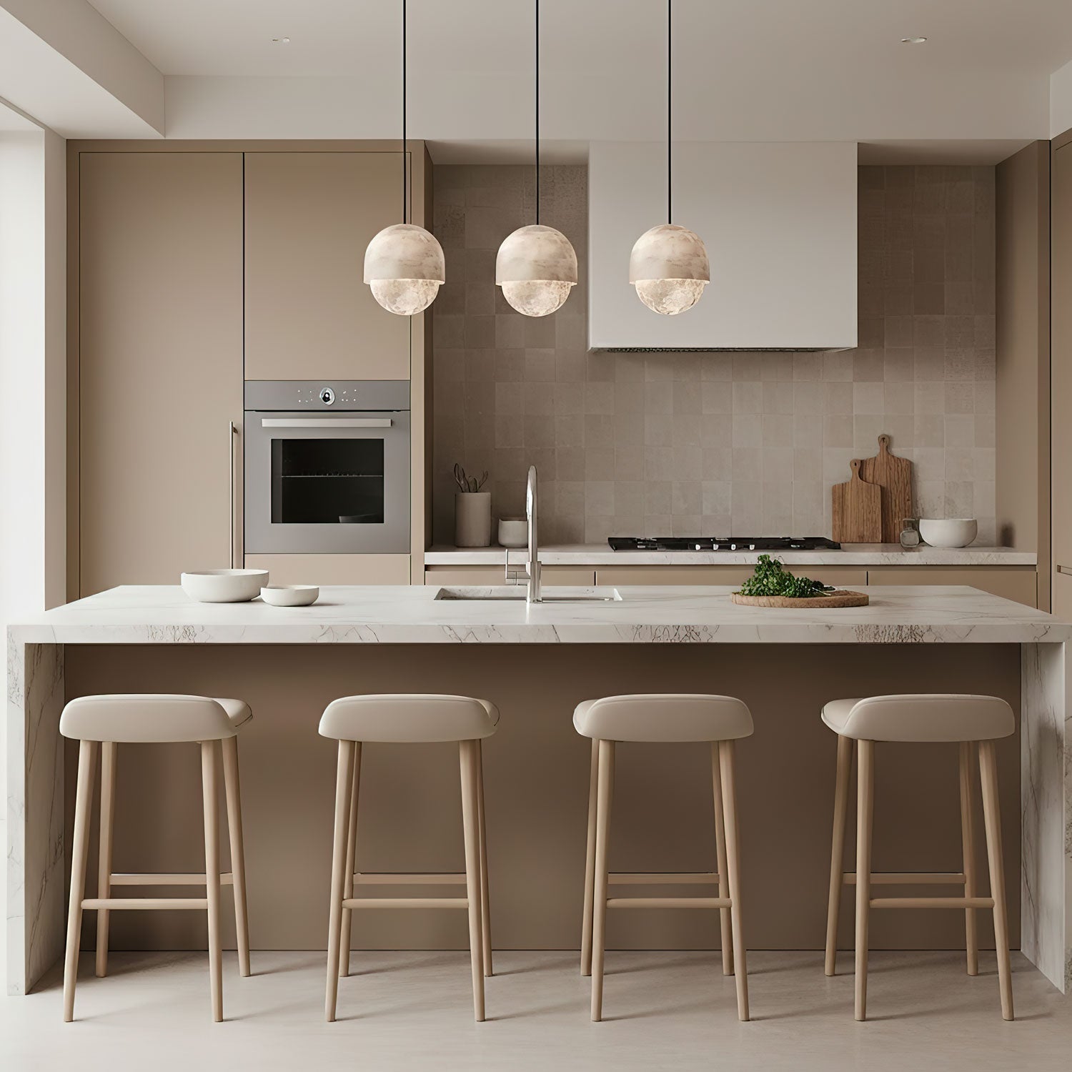 Valcien Lunar Dome Alabaster Pendant Light