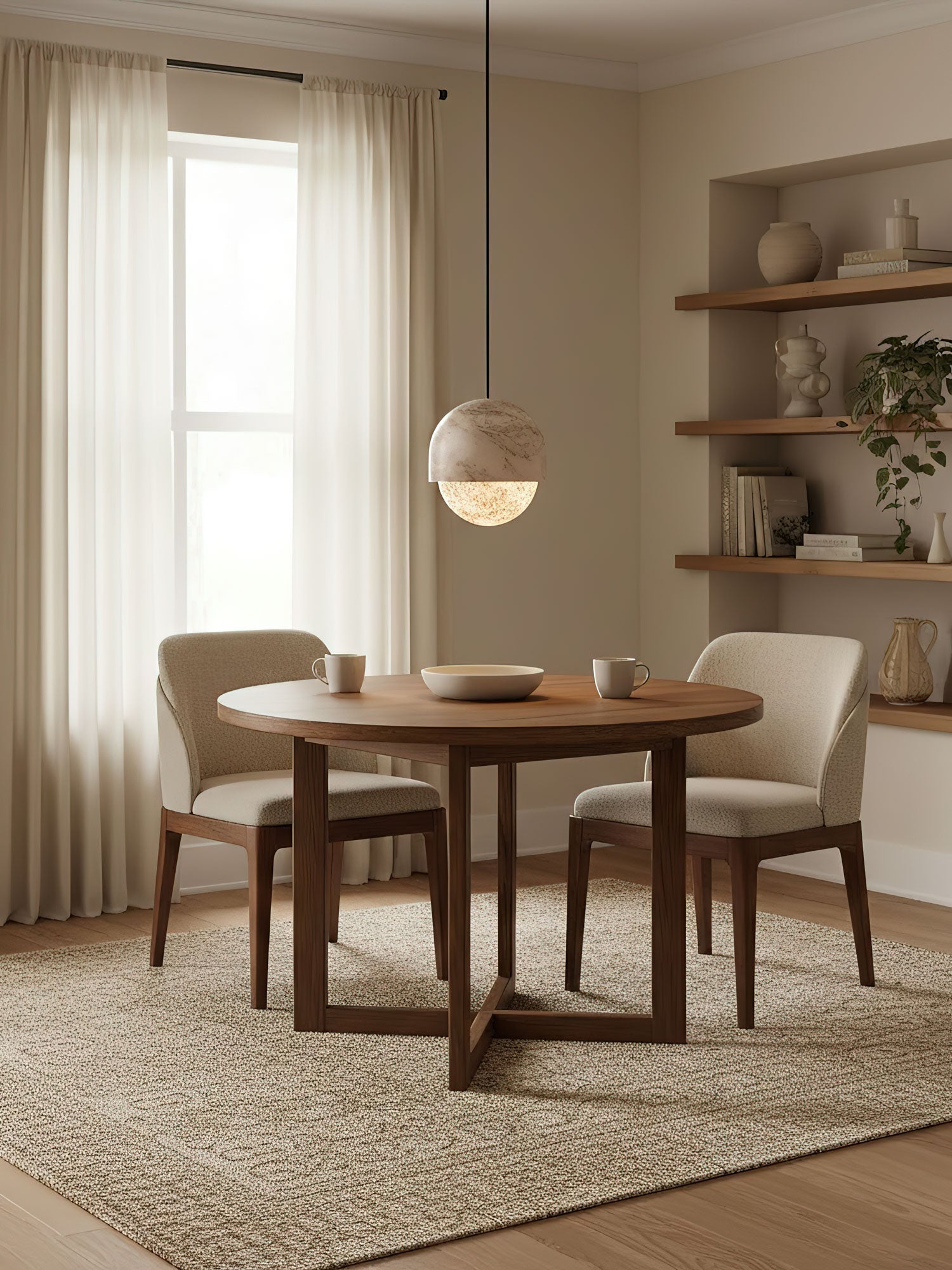 Valcien Lunar Dome Alabaster Pendant Light