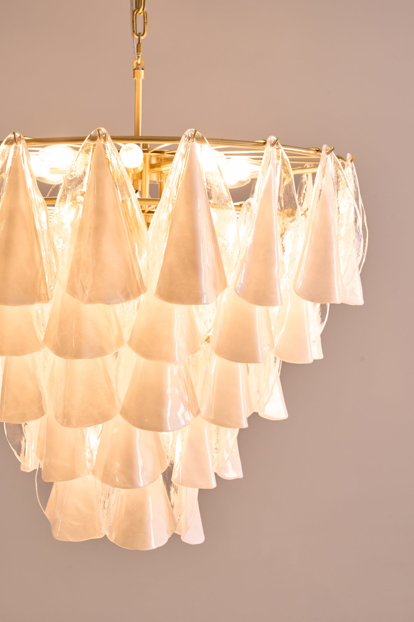 Eiririel Chandelier White Leaf Glass Layered Modern
