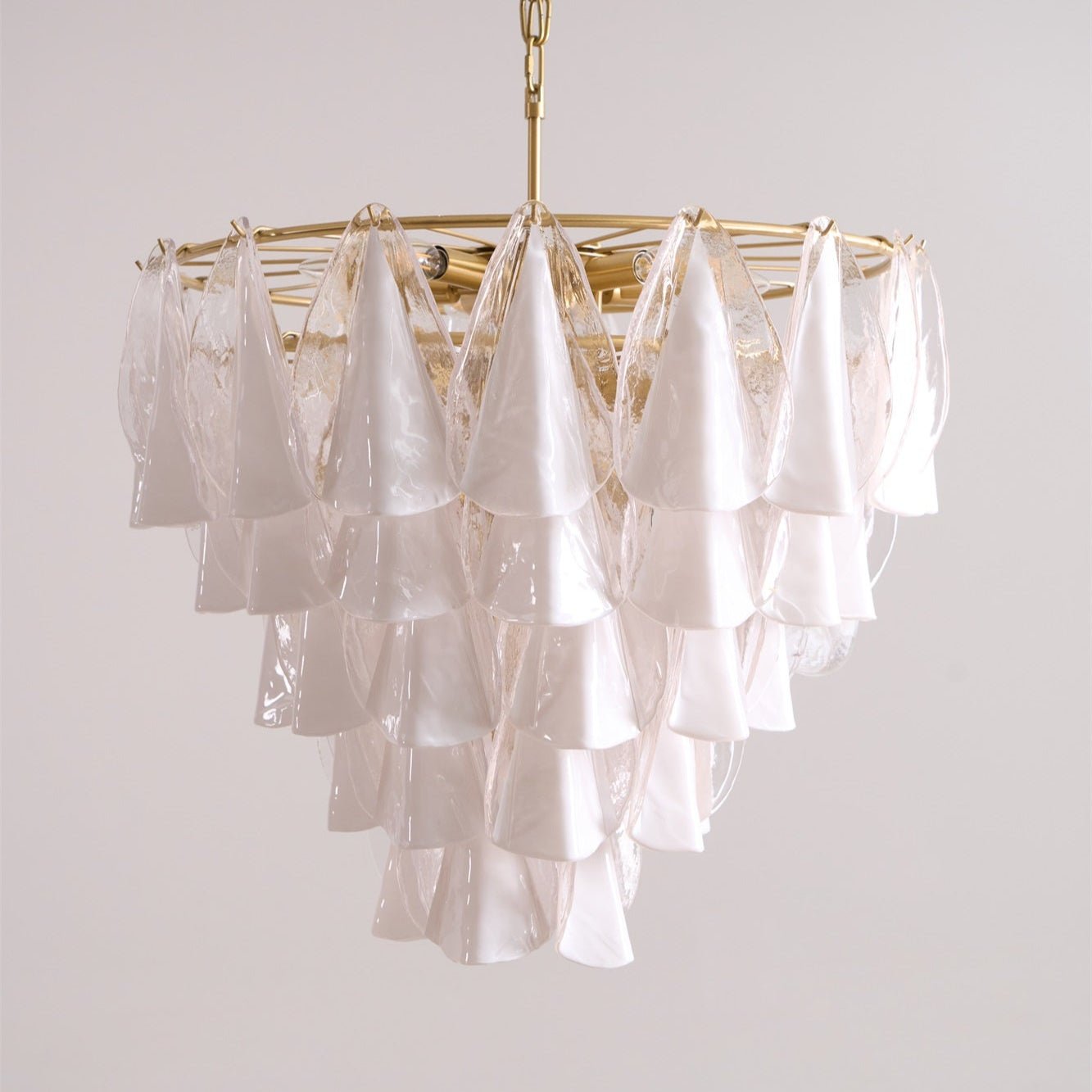 Eiririel Chandelier White Leaf Glass Layered Modern