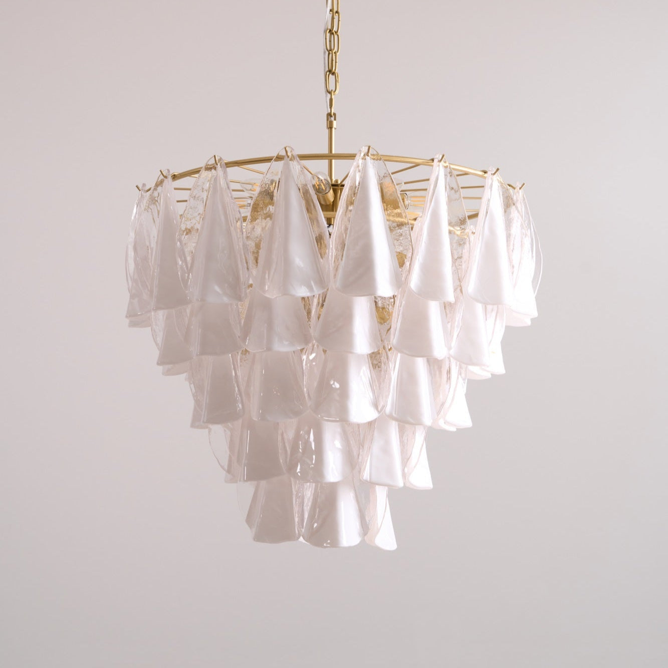 Eiririel Chandelier White Leaf Glass Layered Modern