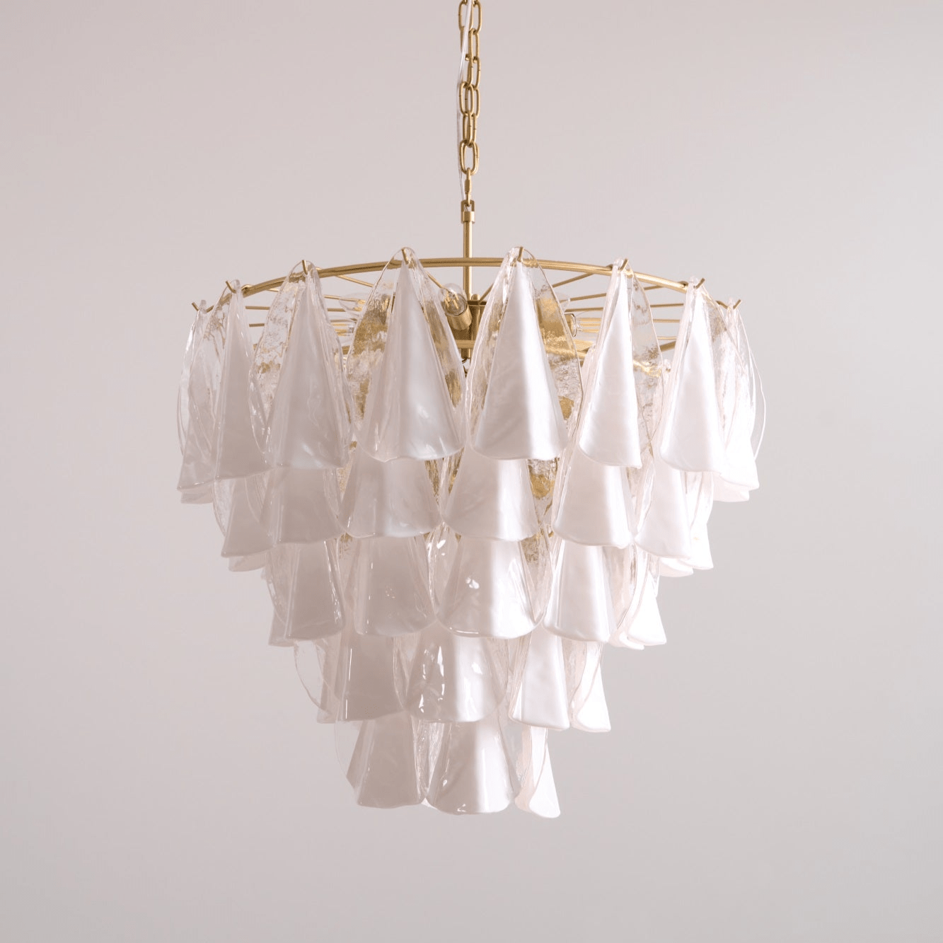 Eiririel Chandelier White Leaf Glass Layered Modern