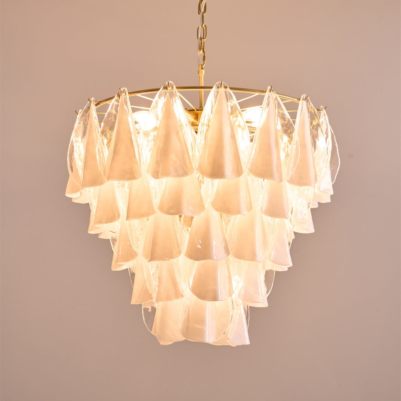 Eiririel Chandelier White Leaf Glass Layered Modern