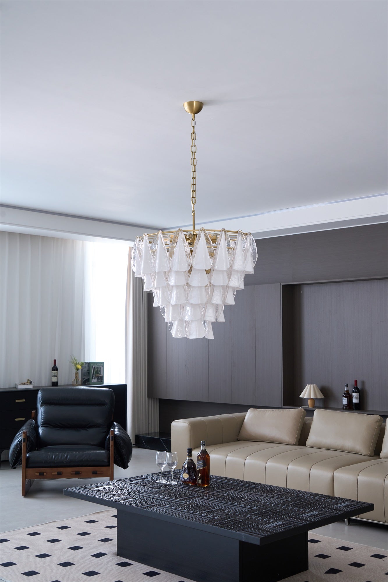 Eiririel Chandelier White Leaf Glass Layered Modern