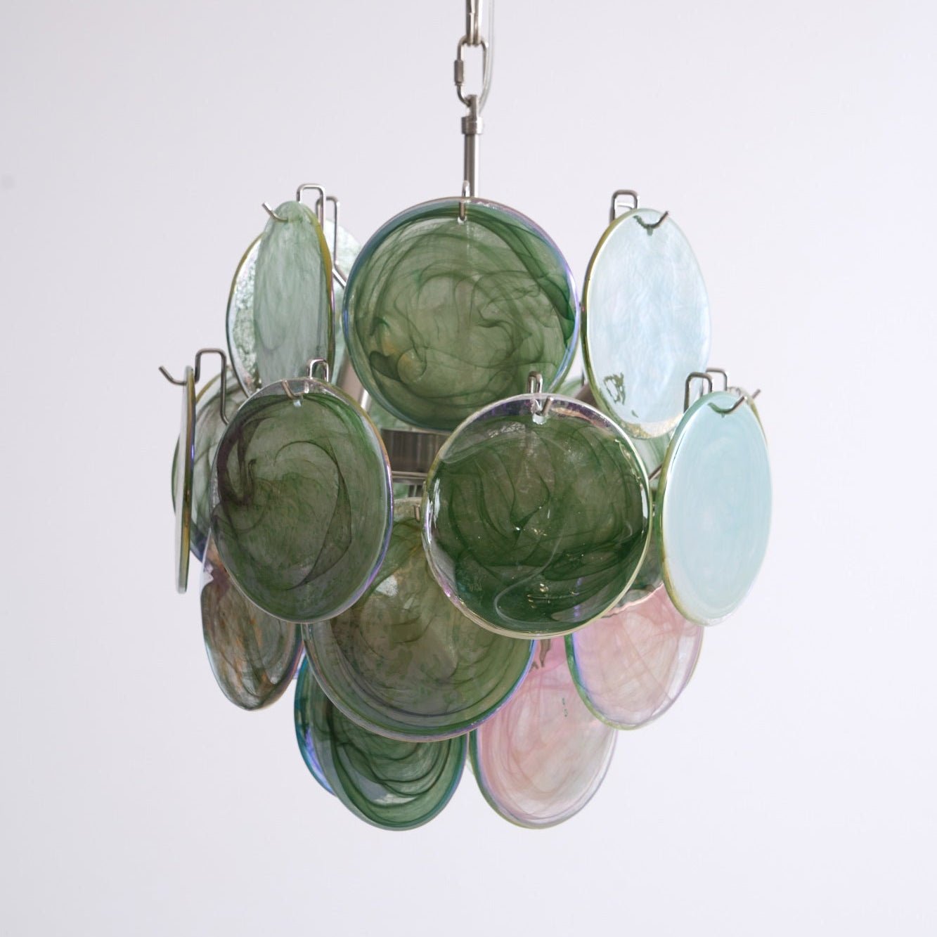 Teriinelle Chandelier Multicolor Murano Disc Layered Artistic