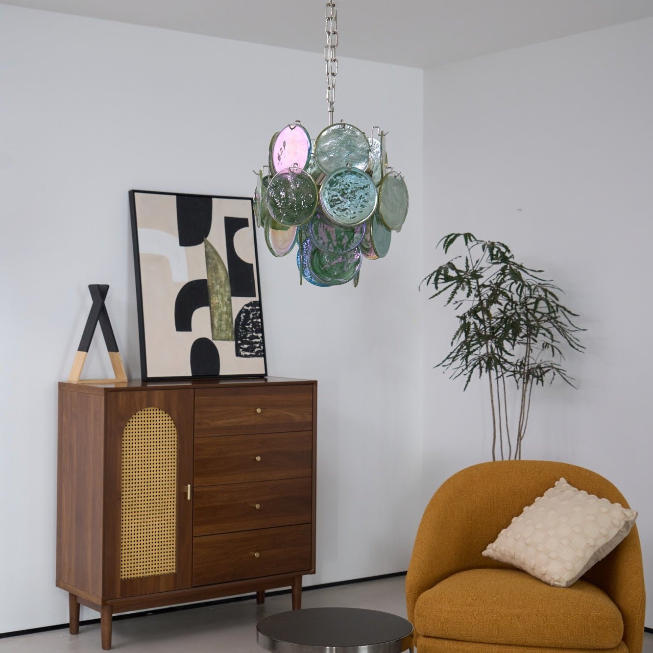 Teriinelle Chandelier Multicolor Murano Disc Layered Artistic