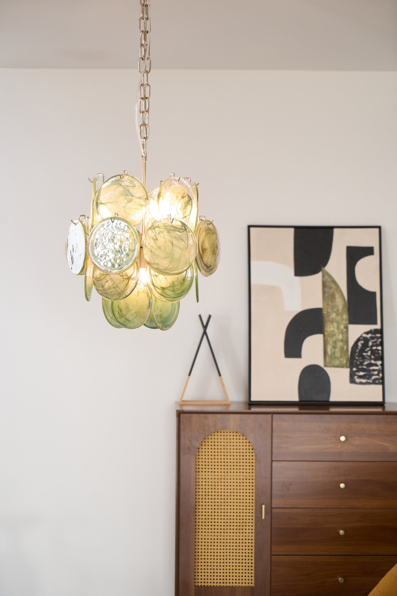 Teriinelle Chandelier Multicolor Murano Disc Layered Artistic