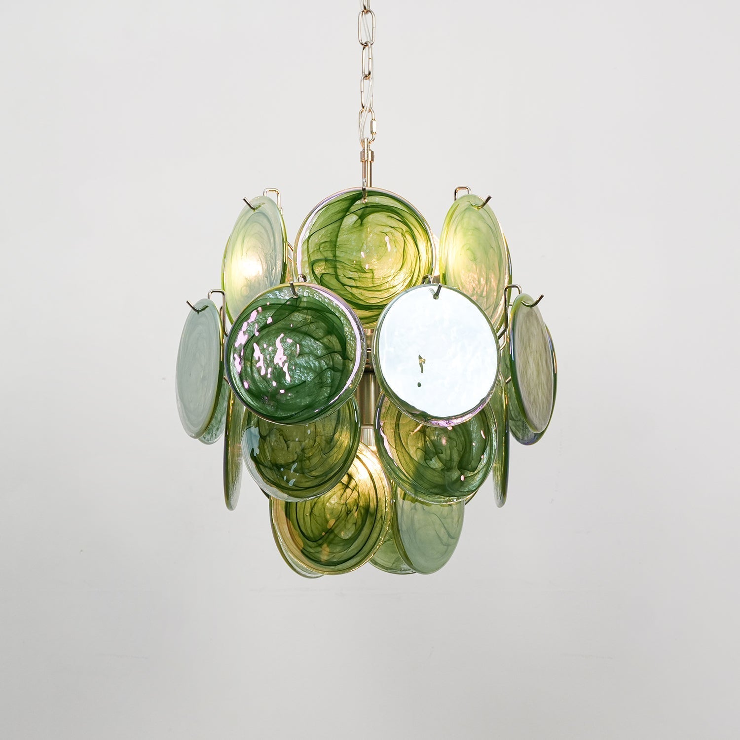 Teriinelle Chandelier Multicolor Murano Disc Layered Artistic