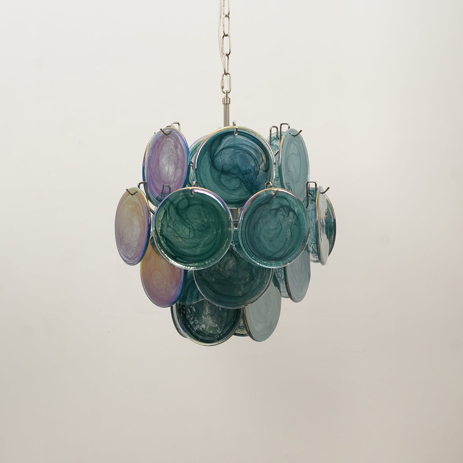 Teriinelle Chandelier Multicolor Murano Disc Layered Artistic