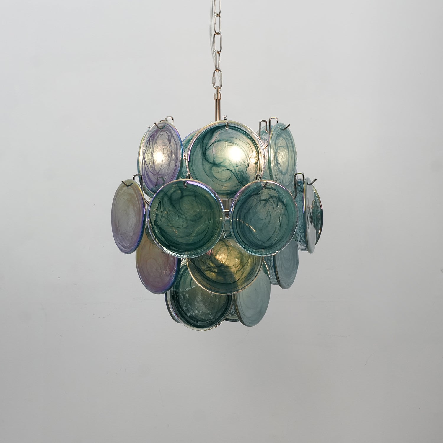 Teriinelle Chandelier Multicolor Murano Disc Layered Artistic