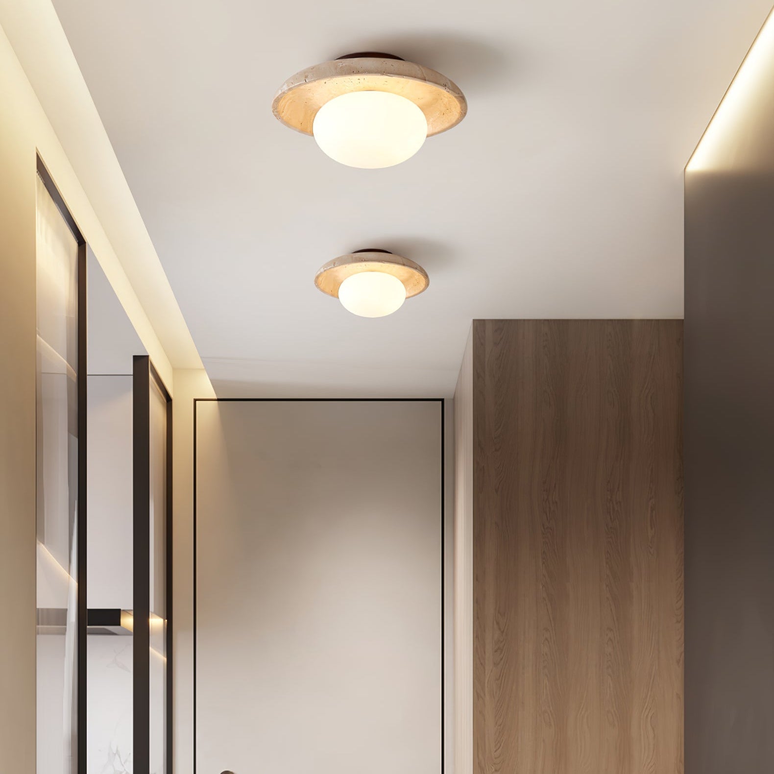 Tavaiella Minimalist Travertine Ceiling Light