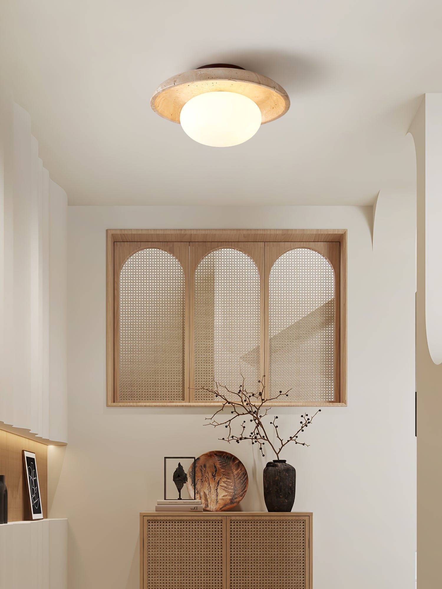 Tavaiella Minimalist Travertine Ceiling Light