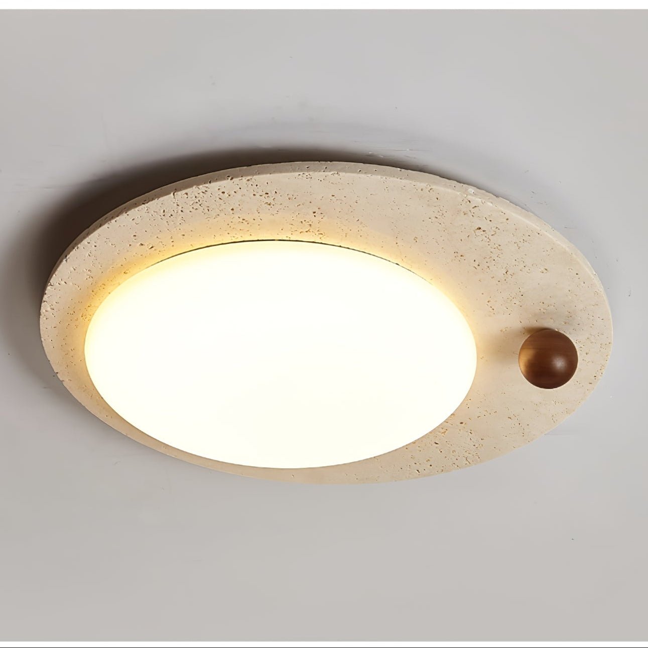 Circular Travertine Ceiling Light - Neutral Decor