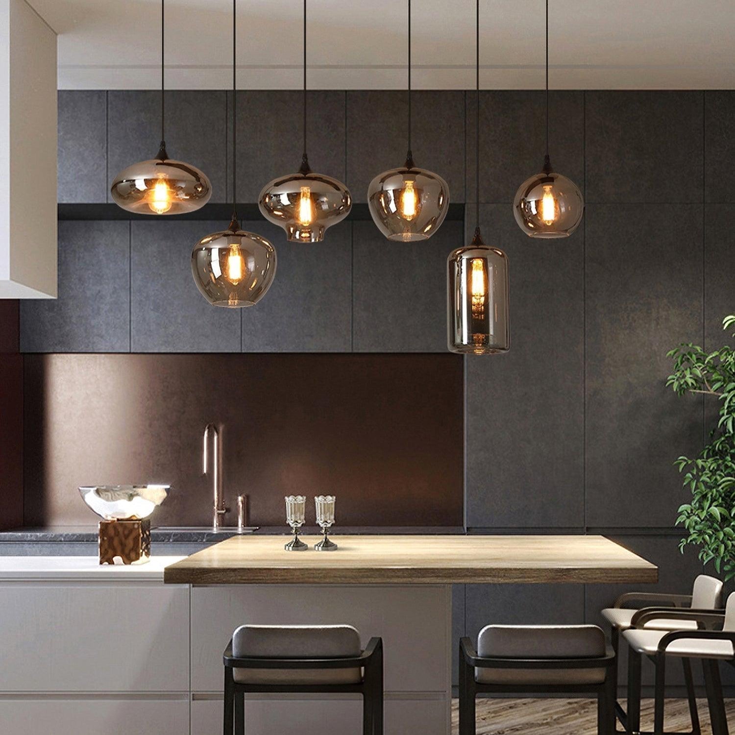 Tevely Glass Industrial Chic Pendant Light