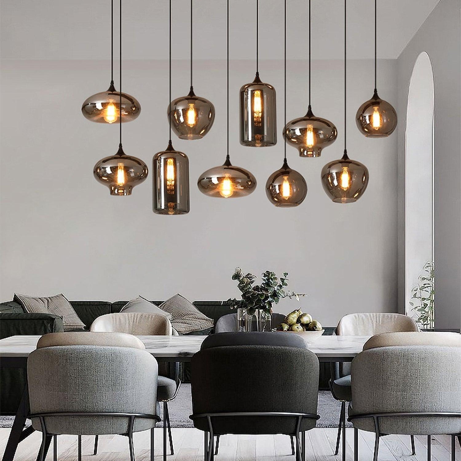 Tevely Glass Industrial Chic Pendant Light