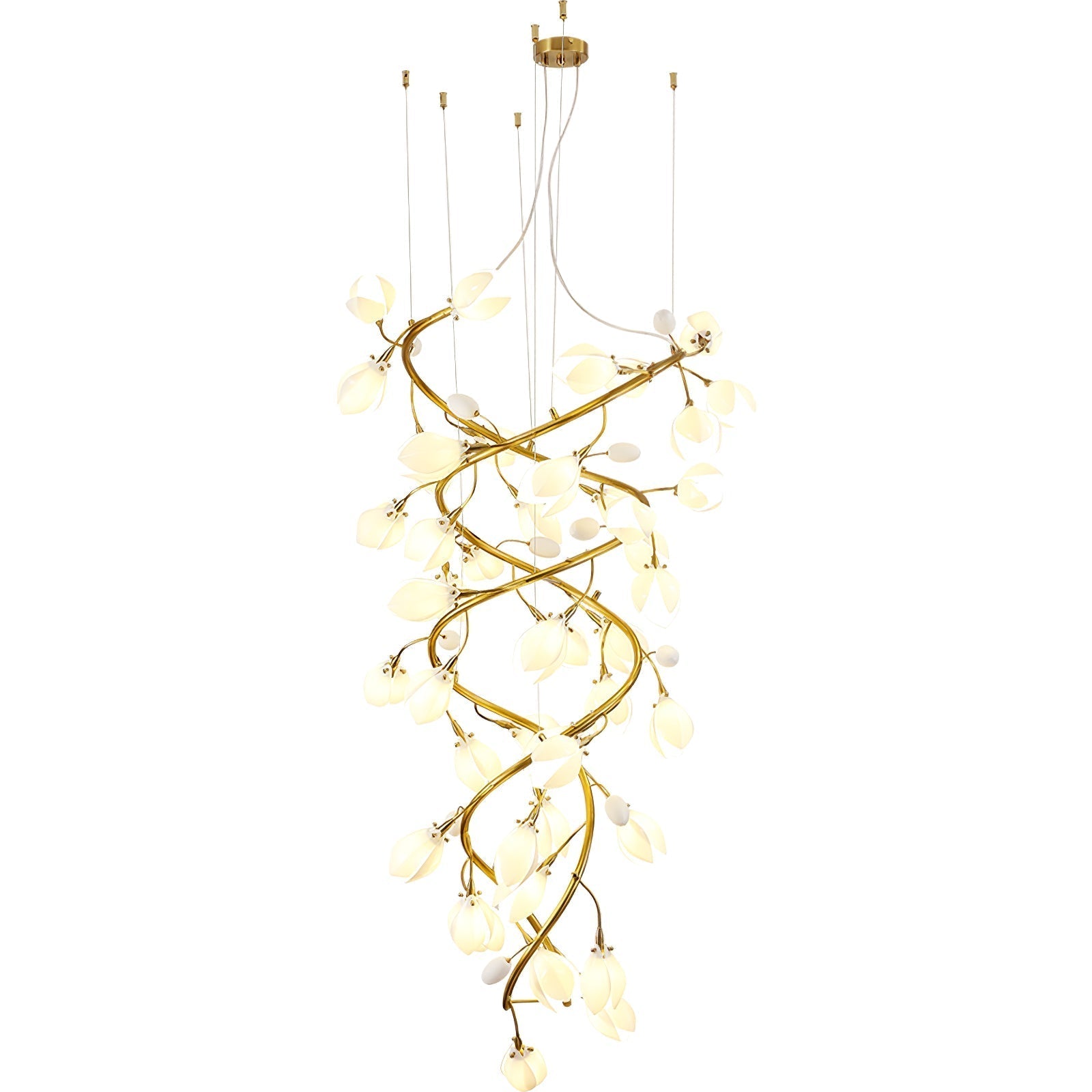 Evene Spiral Ceramic Brass Chandelier