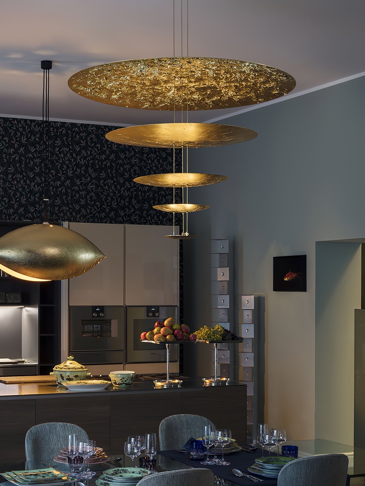 Phelion Layered Gold Foil Pendant Light
