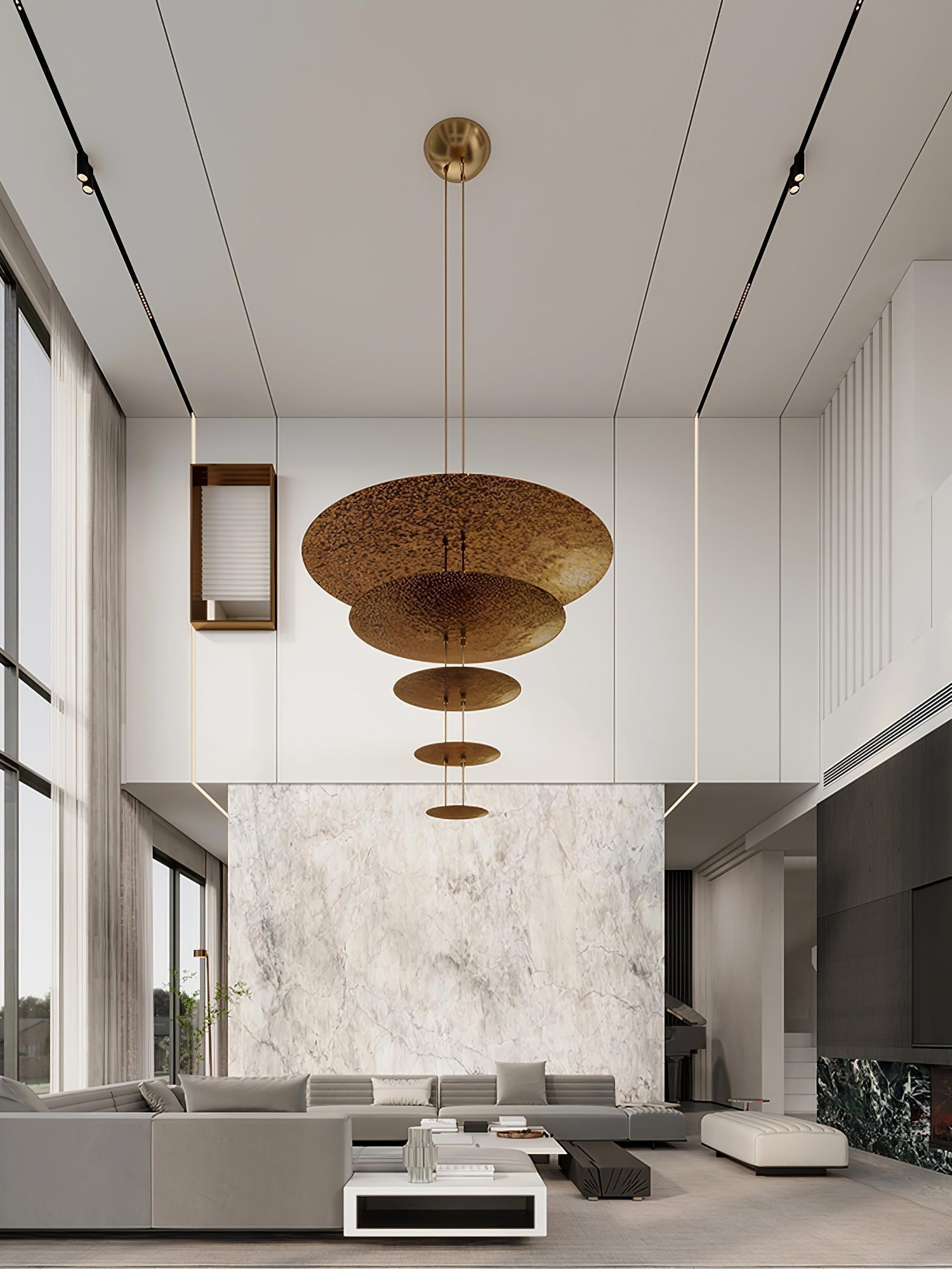 Phelion Layered Gold Foil Pendant Light