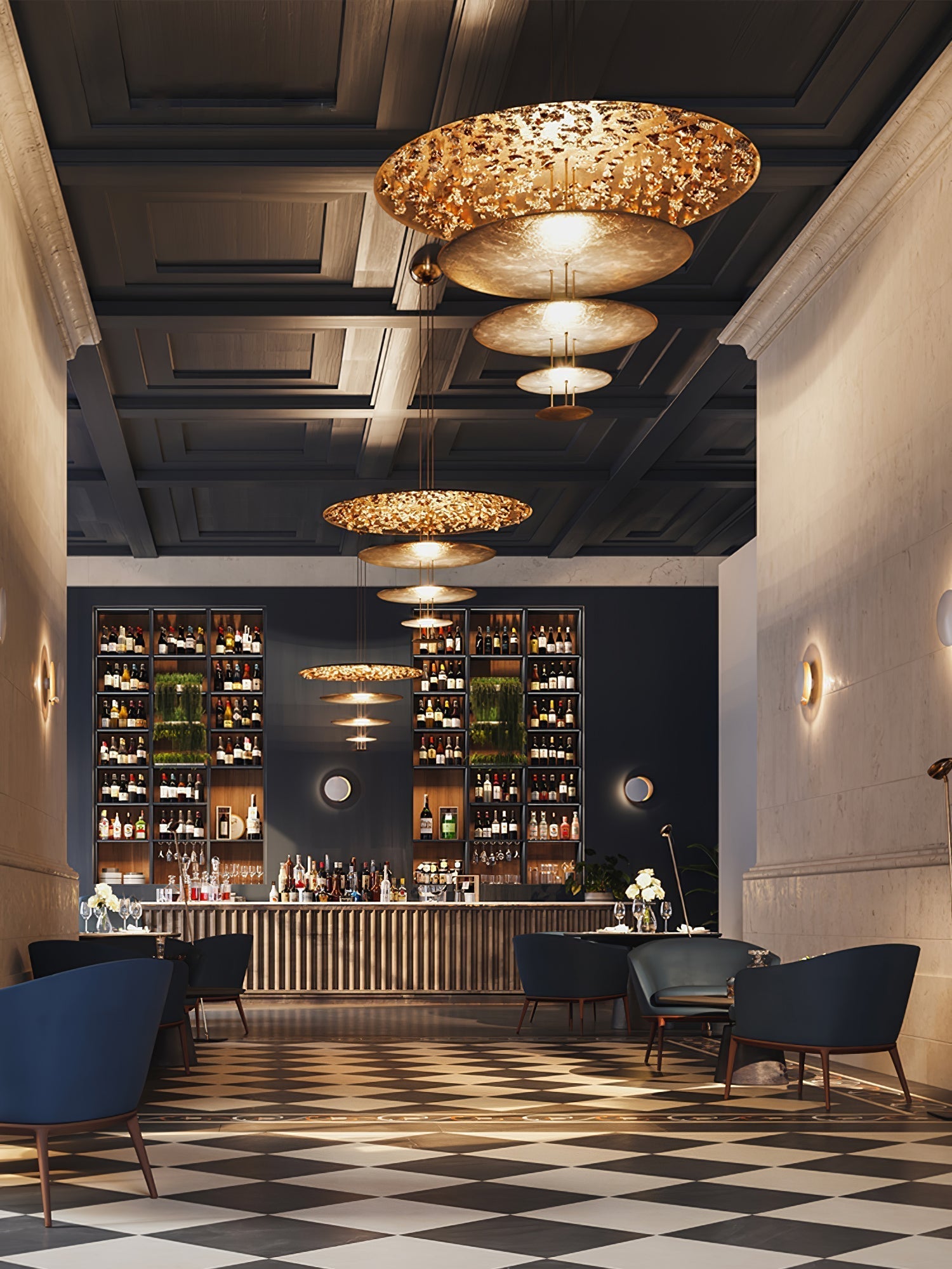 Phelion Layered Gold Foil Pendant Light