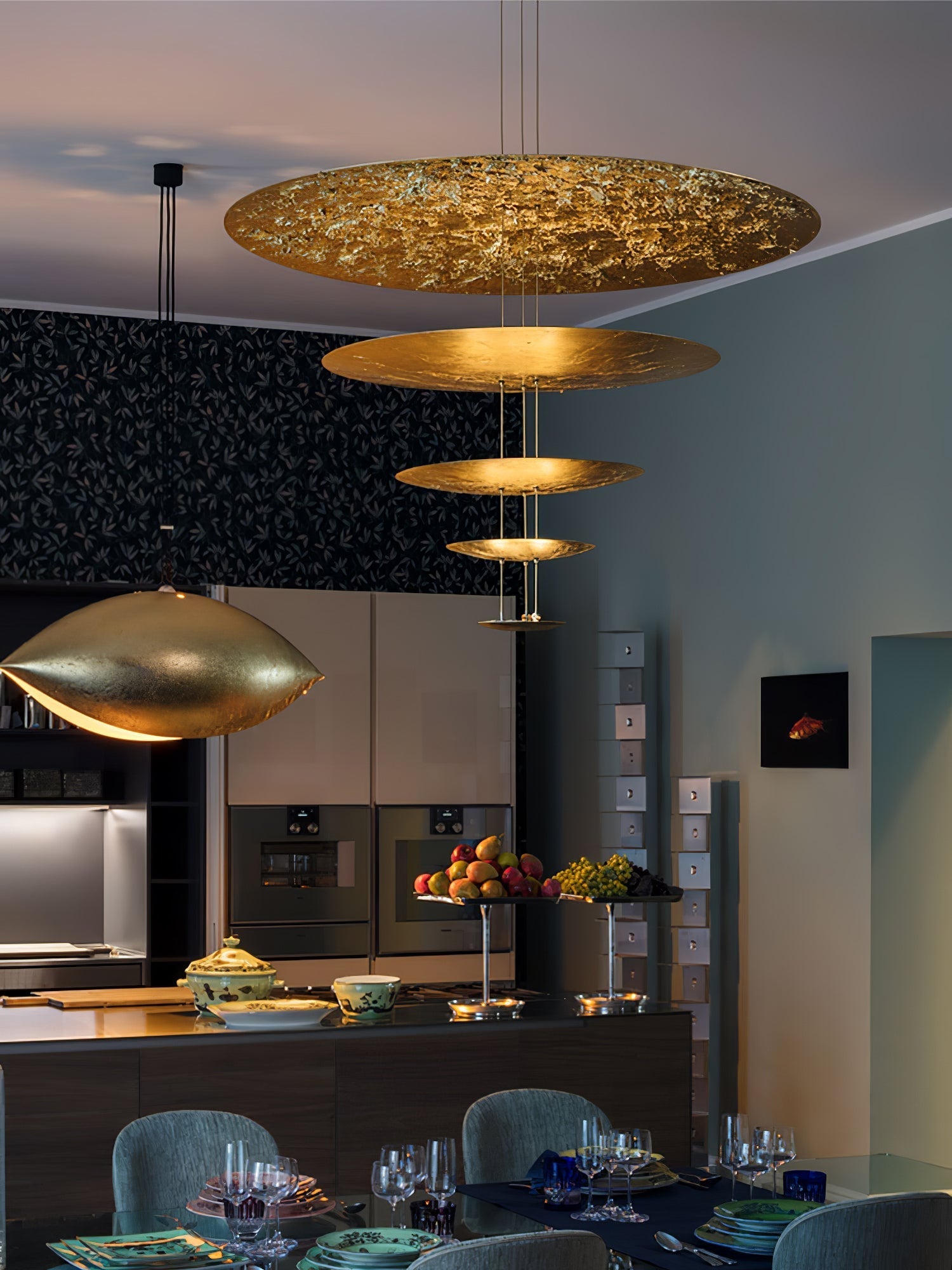 Phelion Layered Gold Foil Pendant Light