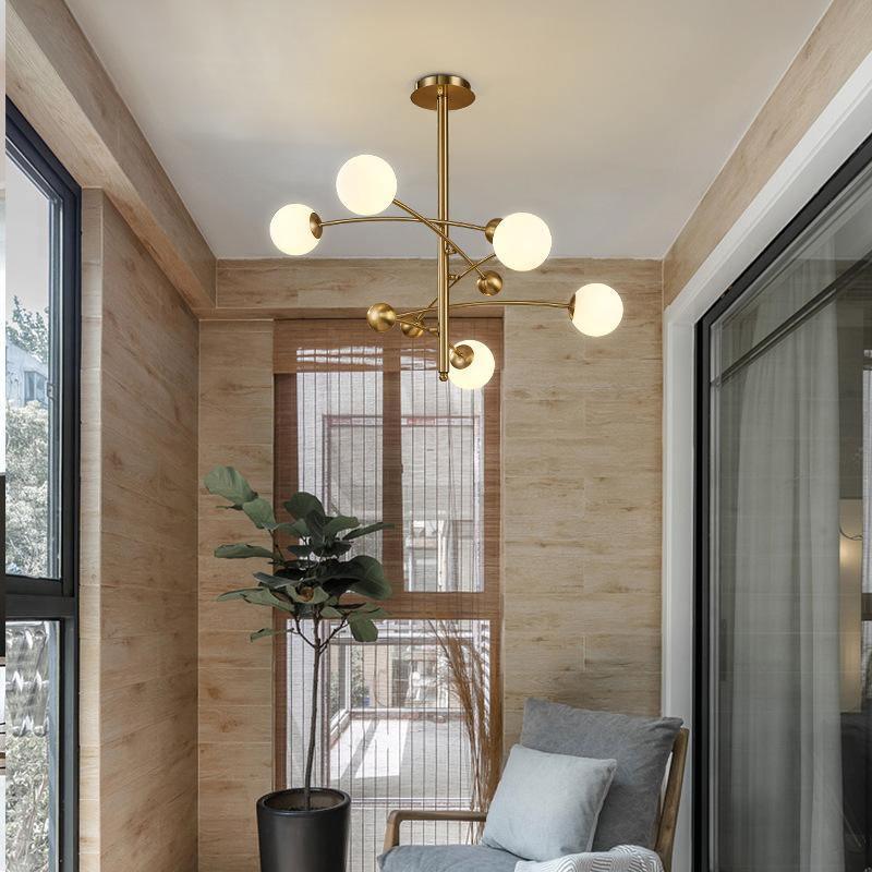 Soliveon Chandelier Brass Vertical Beam Globe