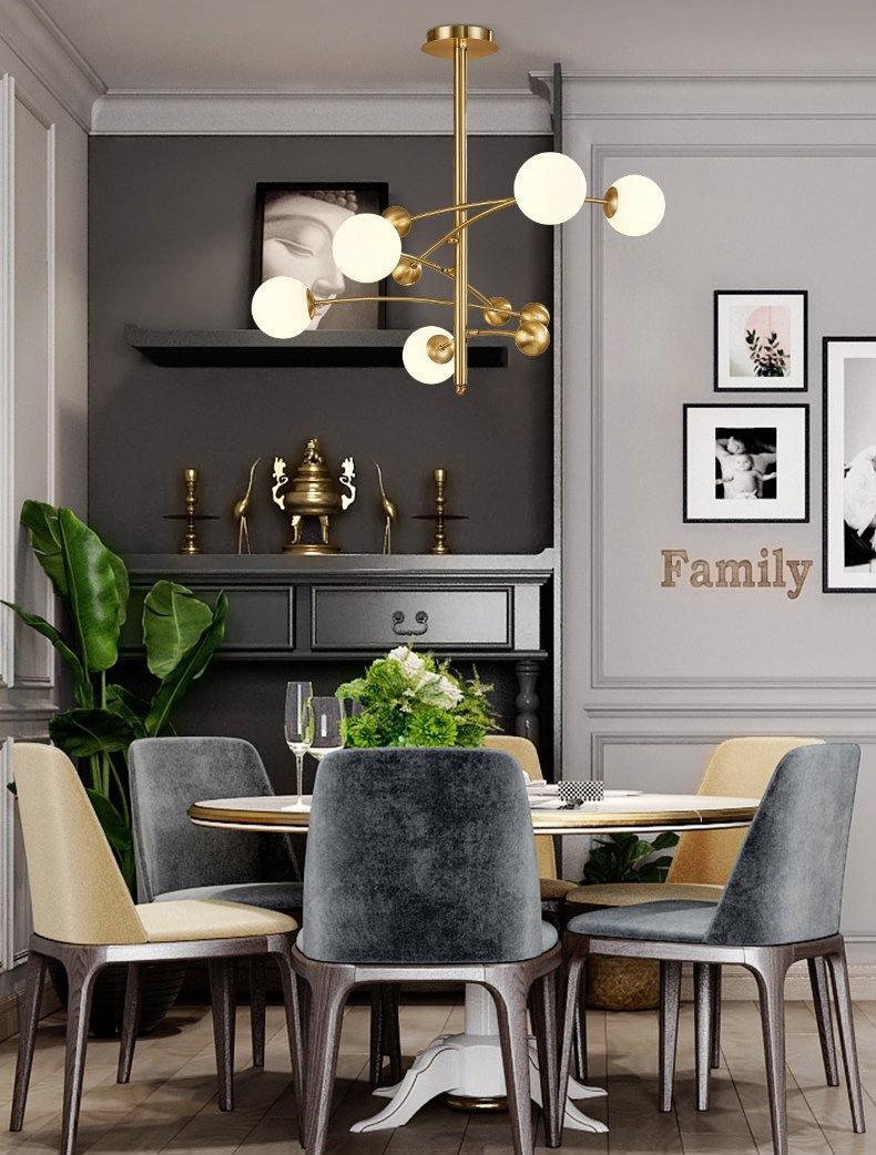 Soliveon Chandelier Brass Vertical Beam Globe