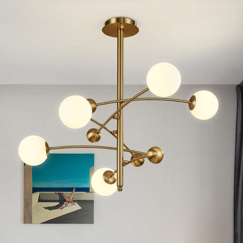Soliveon Chandelier Brass Vertical Beam Globe