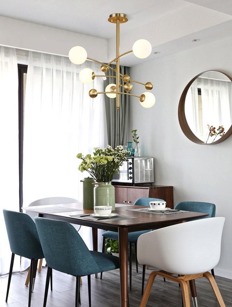 Soliveon Chandelier Brass Vertical Beam Globe
