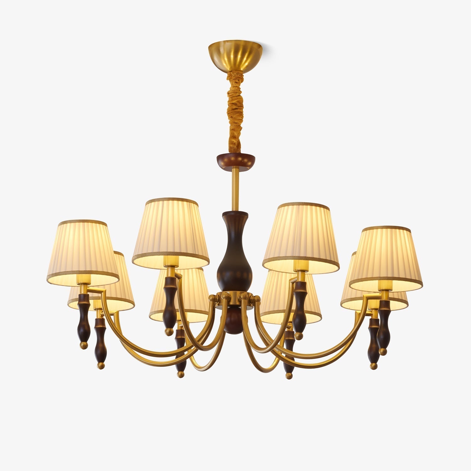 Goro Chandelier Floral Shades and Walnut
