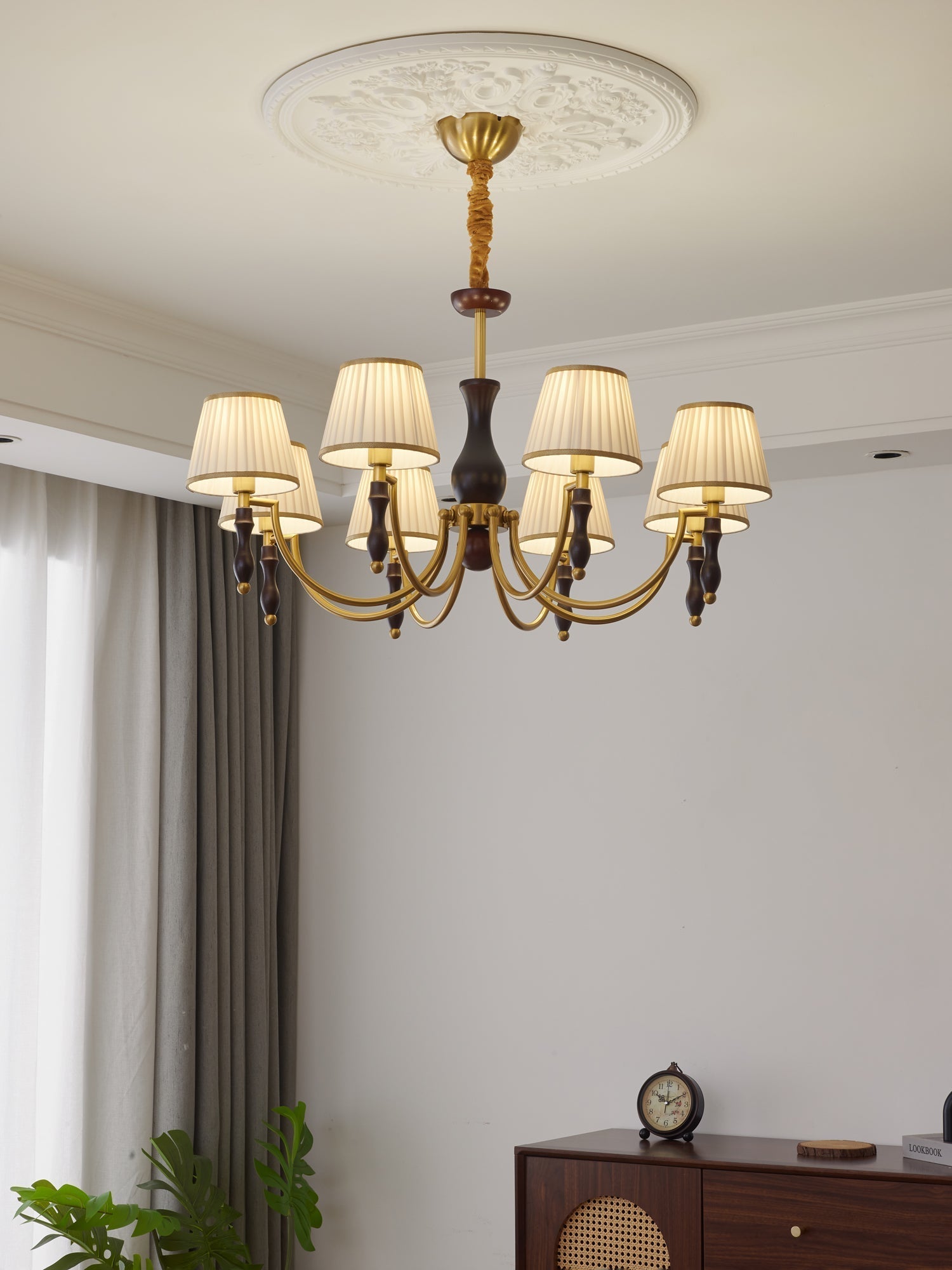 Goro Chandelier Floral Shades and Walnut