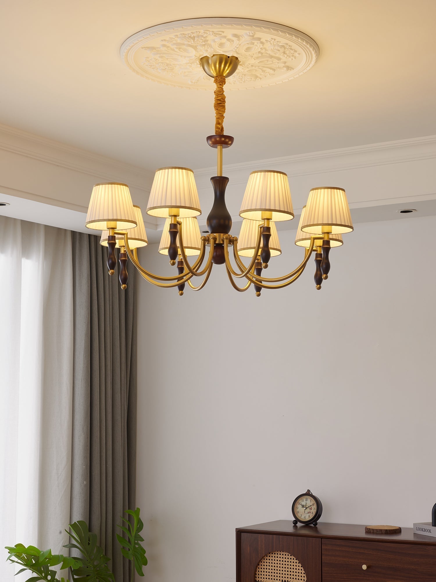 Goro Chandelier Floral Shades and Walnut
