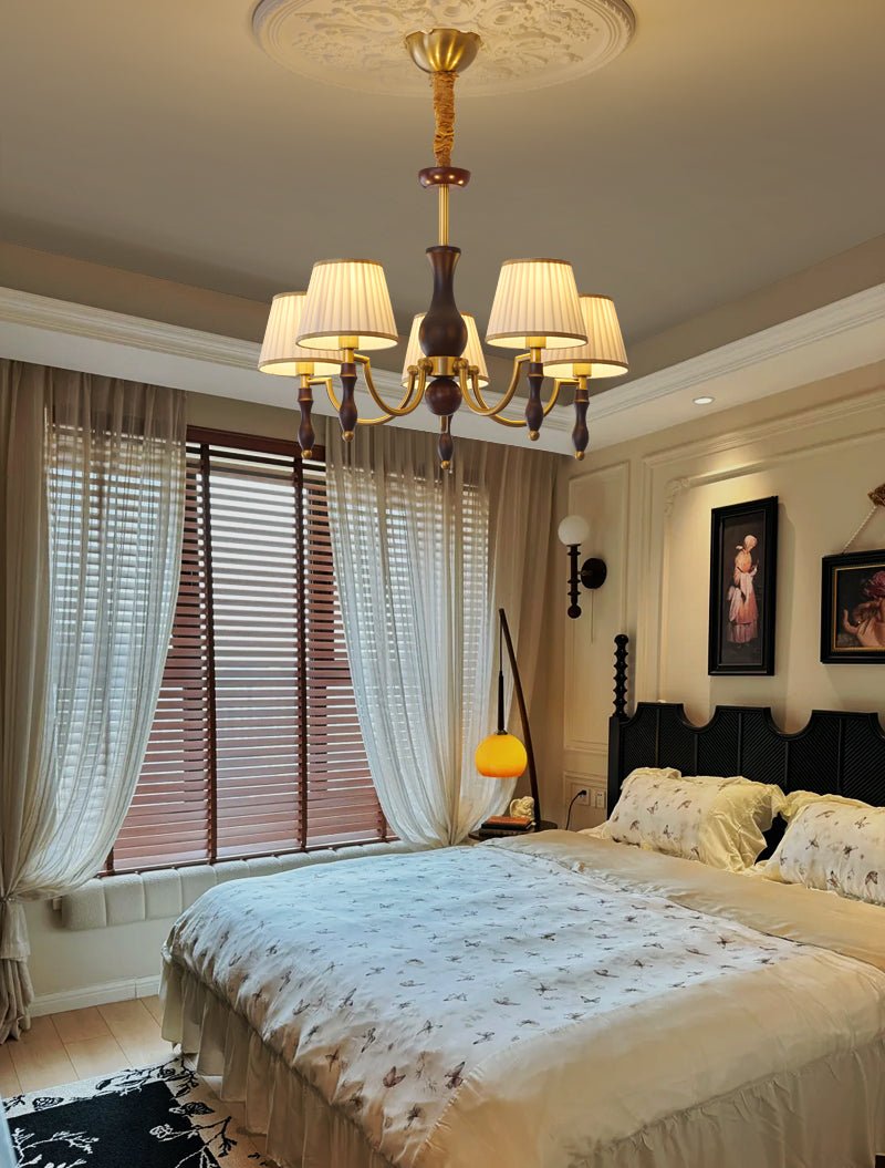 Goro Chandelier Floral Shades and Walnut