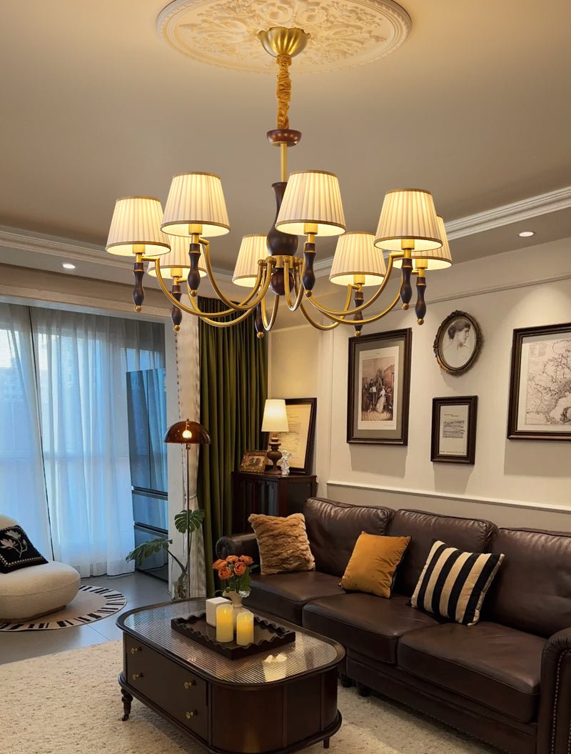 Goro Chandelier Floral Shades and Walnut