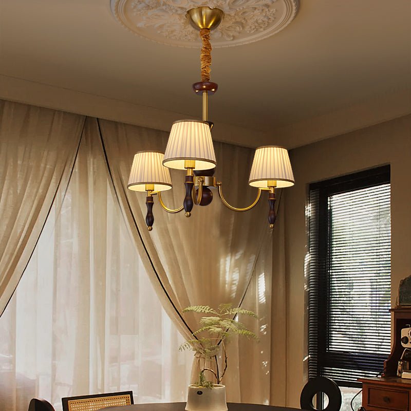 Goro Chandelier Floral Shades and Walnut