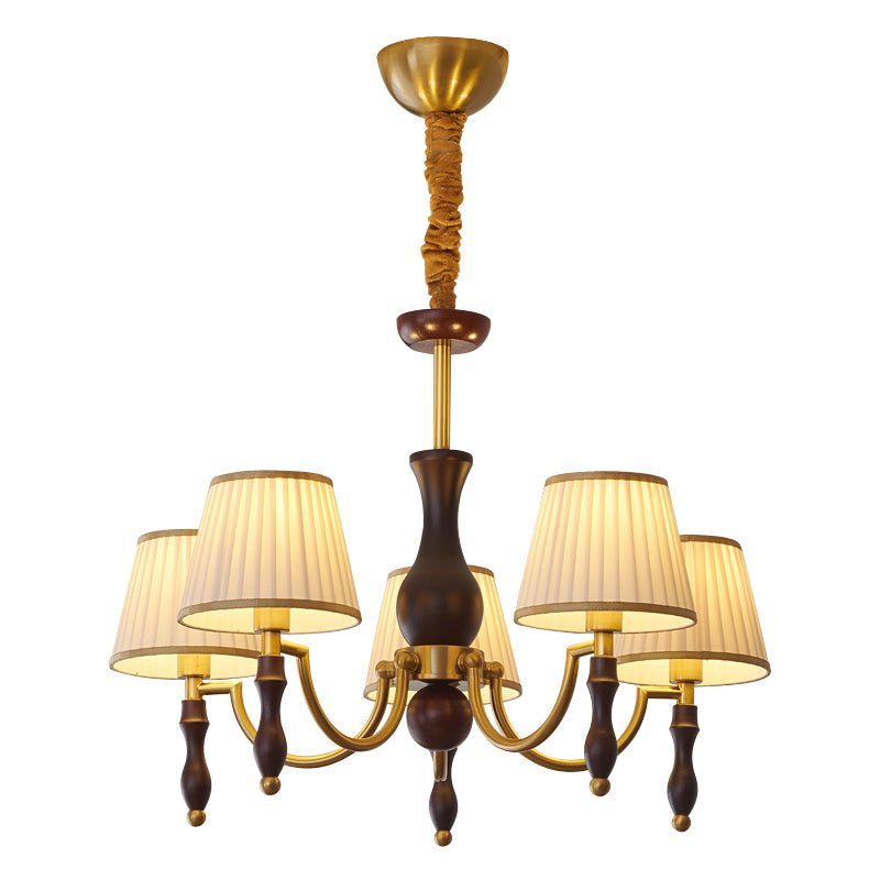 Goro Chandelier Floral Shades and Walnut