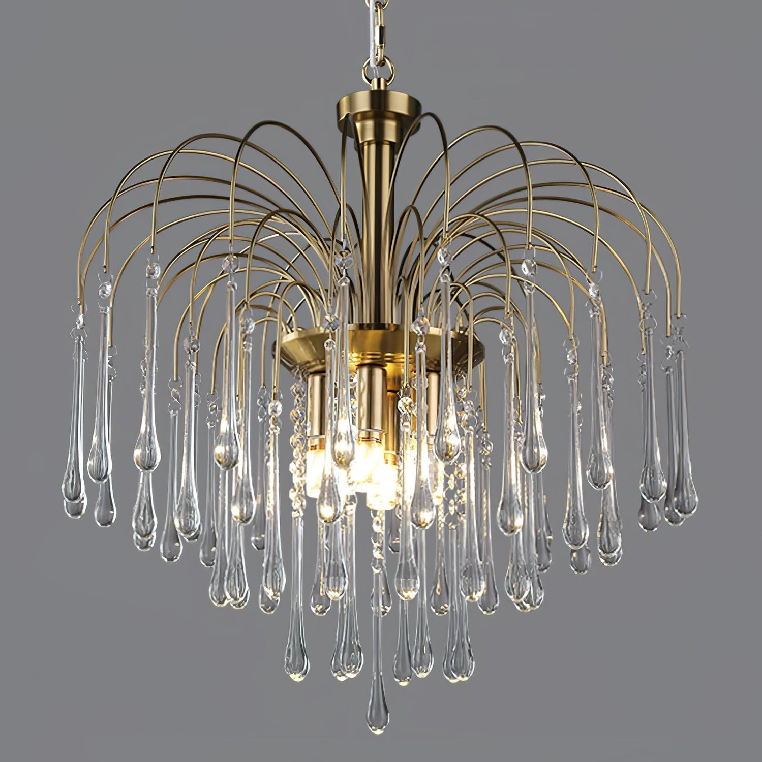 Ciel Chandelier Golden Arms and Crystal