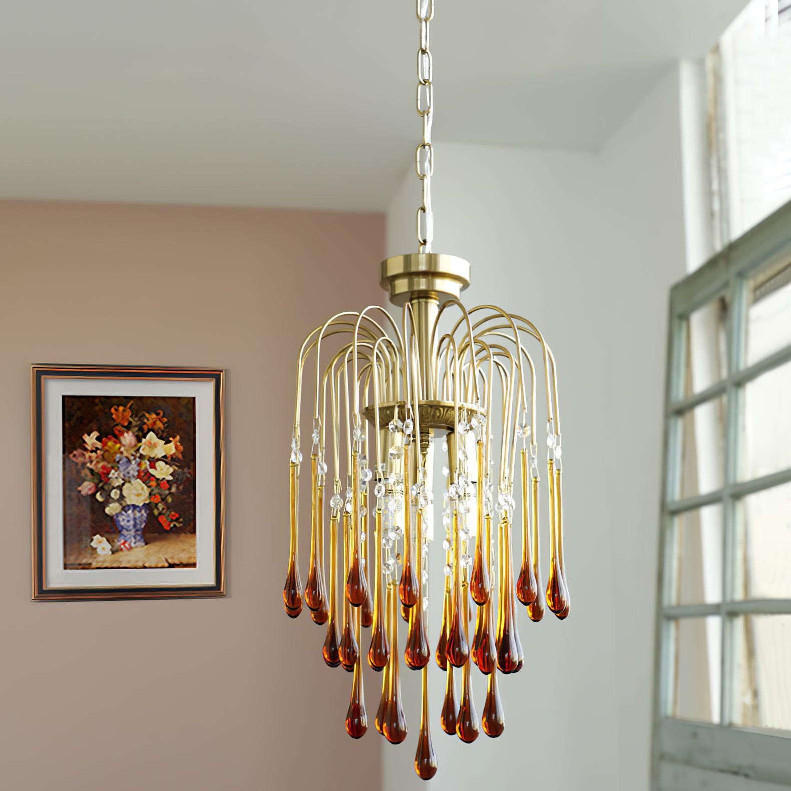 Ciel Chandelier Golden Arms and Crystal