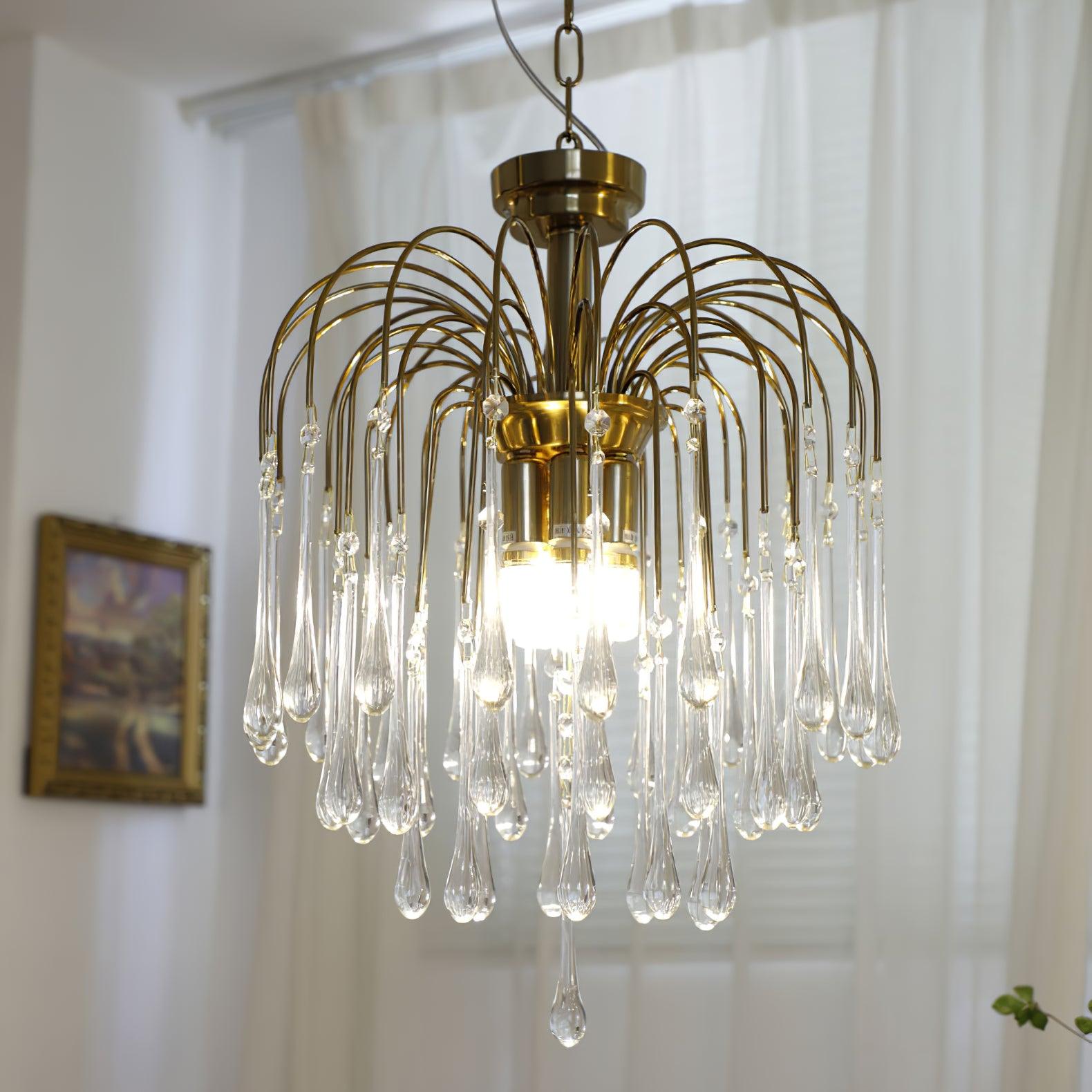 Ciel Chandelier Golden Arms and Crystal