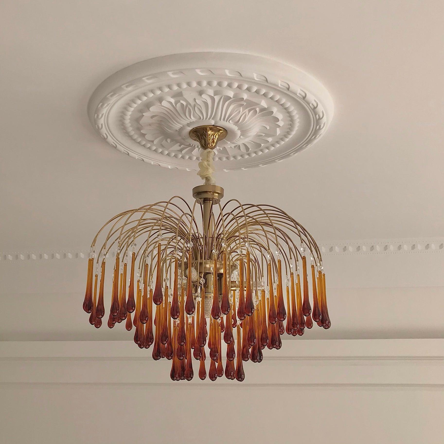 Ciel Chandelier Golden Arms and Crystal