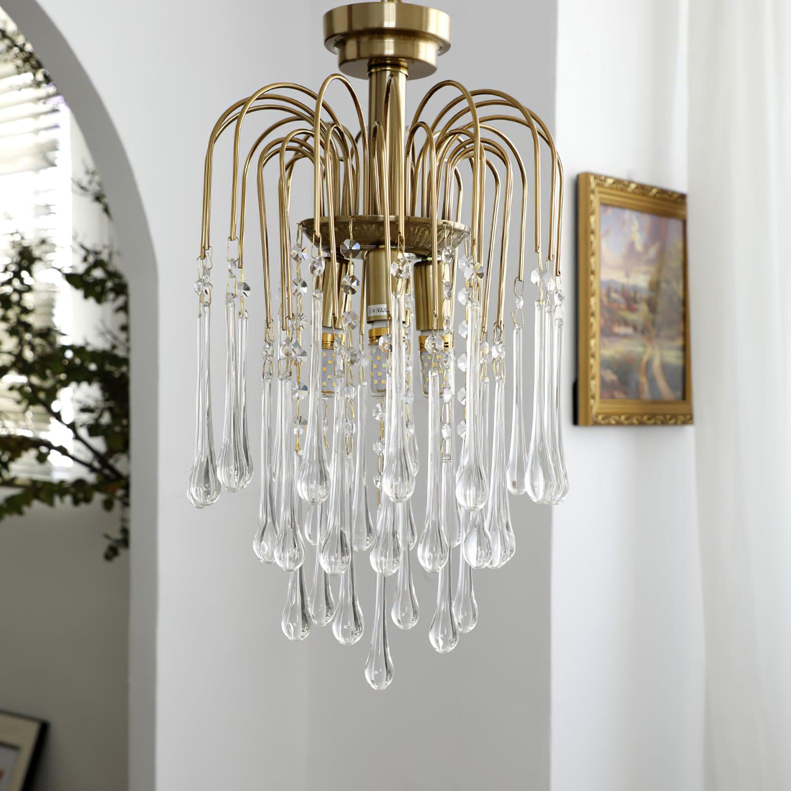 Ciel Chandelier Golden Arms and Crystal